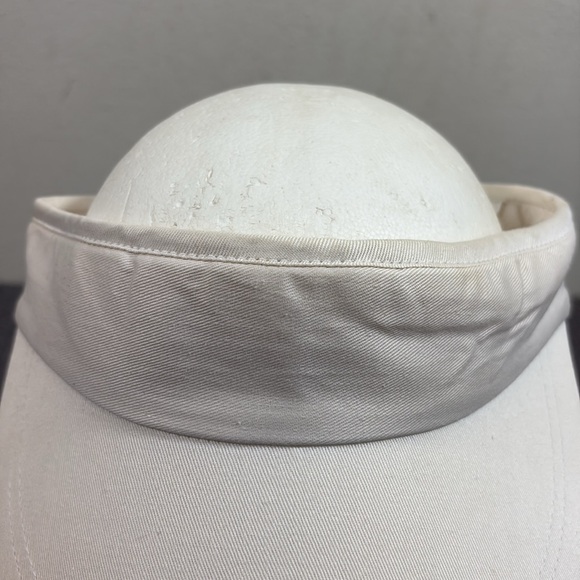 Vintage Visor Hat Cap Womens OS Ivory Stretch Elastic Strap Outdoor Sun Golf - Picture 3 of 14